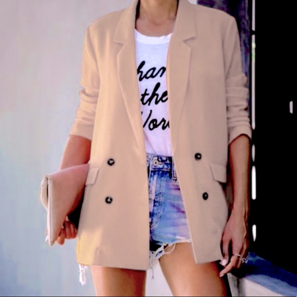 Design Lab Lord & Taylor Tan Blazer